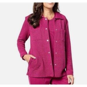 Muk Luks Shacket Jacket Women's Petite Large Quilted Snap Front